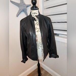 DKNY Genuine Black Leather Jacket EUC